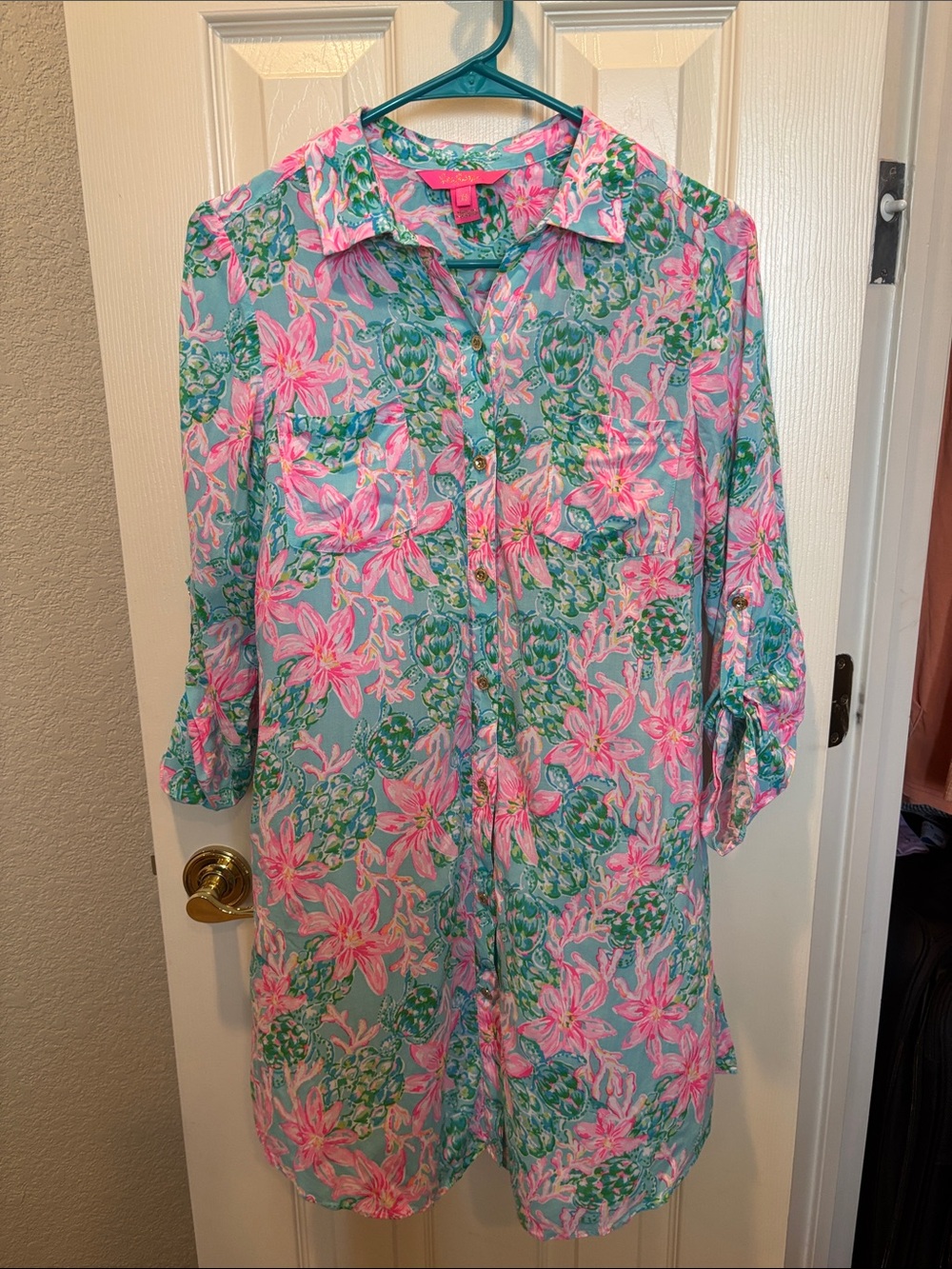 Lilly Pulitzer Natalie Shirtdress Swim Cover-Up Floral Print Size XS